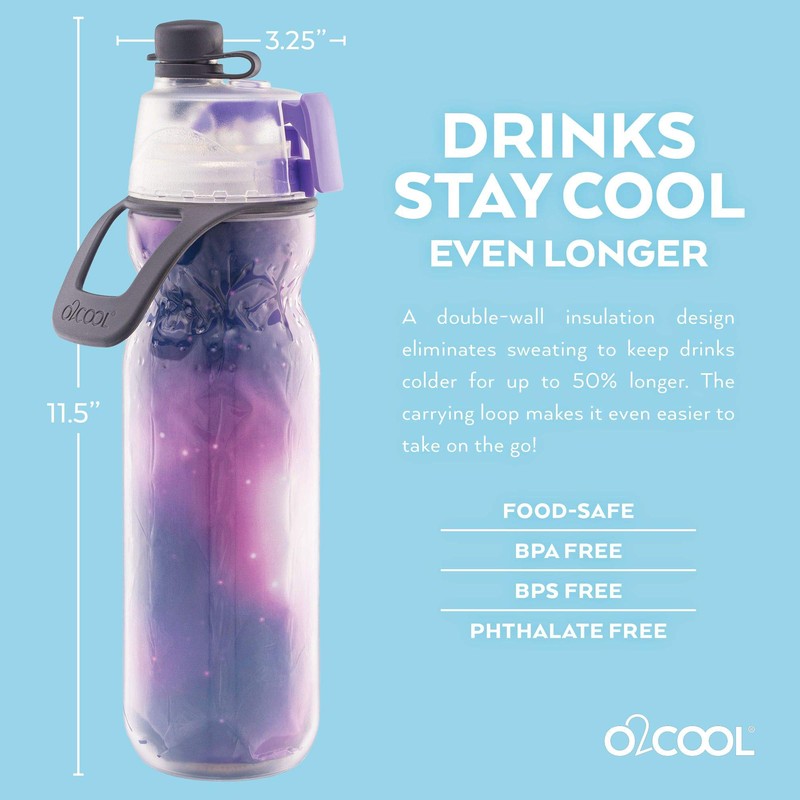 O2COOL Mist 'N Sip Misting Water Bottle 2-in-1 Mist And