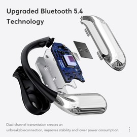 Open Ear Bluetooth Headphones 5.4 Ear Clip Wireless Earbuds with 4 HD Mics and 50 Hours Playtime Dual LED Display Charging Case Sports Ear Buds for Running/Workout, 2025 New Bone Conduction Headphones