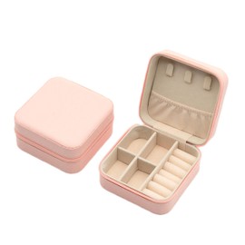 Mini Jewelry Organizer Box（10 * 10 * 5CM） – Portable Travel Ring, Necklace,Earring Storage Case |Birthday Women | Bedroom Vanity Storage Box（Pink）