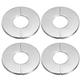 HARFINGTON 4pcs Wall Split Flange 1.02" (26mm) Stainless Steel Round Self-Adhesive Split Flange Pipe Cover Clip-on Escutcheon Collar for Floor Ceiling Bathroom Kitchen Toilet