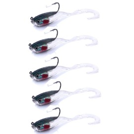 FOLANDO 5PCS Soft Fishing Lures, Soft Tail Fishing Lure Jig Head Swimbait Lures Single Hook Baits for Sea Bass Pike Trout Perch
