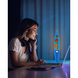 Vanful Orange Liquid Motion Lamp 16 Inches for Adults and Kids, Blue Base Magma Lamp Set The Mood for Home Living Room Office Bedroom Decor, Magma Lamp Night Light Cool Present for Boys Girls Teens