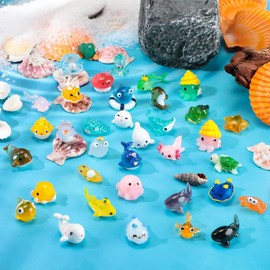 36 Pcs Ocean Mini Figurines Resin Axolotl Miniature Animals Figurine Tiny Resin Trinkets Marine Aquarium Ornaments Dollhouse Decorations for DIY Fish Tank Potted Garden Fairy Accessory