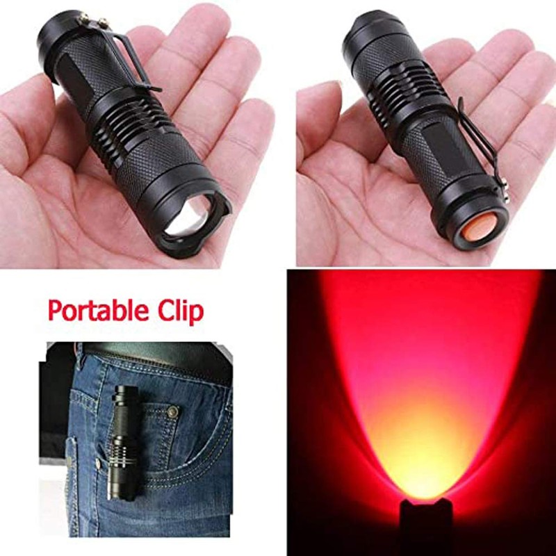 2 Pack Red Light Torch, WESLITE Mini Red Flashlight Zoomable