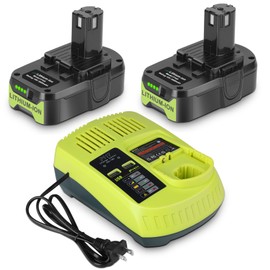 KUNLUN 2Pack 3.5Ah P102 Battery for Ryobi 18V Battery and P117 Charger Combo Compatible for Ryobi 18 Volt ONE+ Battery P103 P104 P105 P107 P109 P190 P191 P122 Power Tools