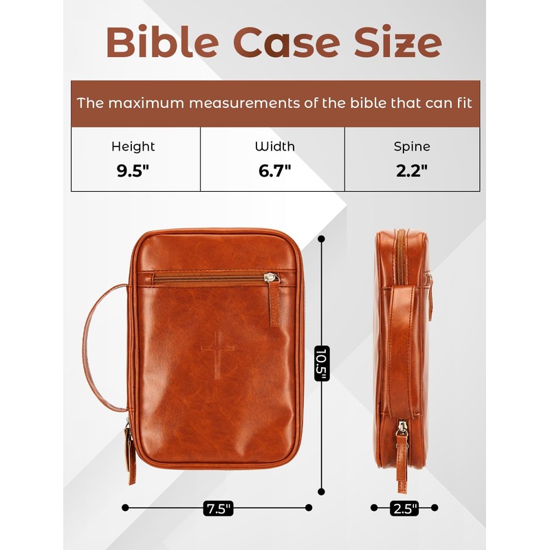 Bafeil Leather Bible Cover for Men, Large Bible Case with
