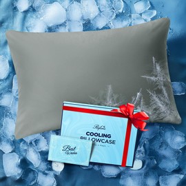 Ice Cooling Pillow Cases for Hot Sleepers, Stay Cool All Night, Smoother Than Silk Pillowcase, Luxurious Covers w/Hidden Zipper for Hair Skin, for Men Women Mom (Dark Gray, Queen)