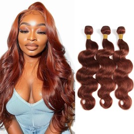 Auburn Brown Body Wave Bundles Human Hair 24 26 28 Inch Soft and Healthy Reddish Brown Bundles for Black Women