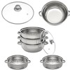 12.8in-3 Tier Stainless Steel Steamer Pot Steaming Cookware with Glass