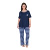 Ulla Popken Women's Stripe Fusion Pyjamas, midnight blue