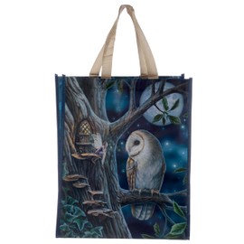 Puckator Lisa Parker Fairy Tales Owl and Fairy Reusable Shopping Bag - Shoulder Bags -Big Foldaway Handbags for Women - Canvas Tote Bags for Women - Hand Bag - Large Ladies Bags - Aesthetic Stuff