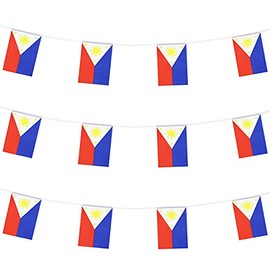 ZXvZYT Philippine Filipino Flag Banner String,Small Mini Philippines Pennant flags,For Grand Opening,National Sports Events,Party Festival Decorations(50 Feet 38 Flags)