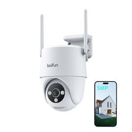 BOIFUN 2026 Security Camera, Outdoor, 360° Wide Angle, Night Color Recording, Continuous Recording, PTZ, Automatic Tracking, Sound and Light Alarm, Two-Way Audio, Family Shared Surveillance Camera, Remote Control, IP66 Waterproof, Detection Area Setting,