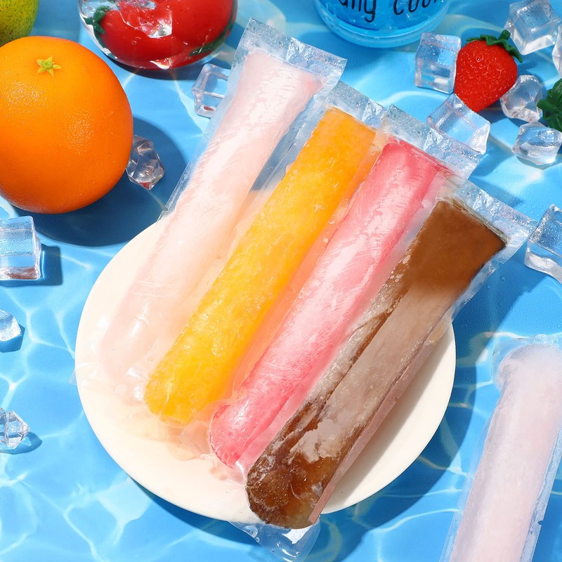 FEBSNOW 200 Disposable Ice Popsicle Bags BPA Free Freezer Tubes