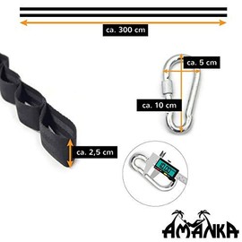 AMANKA 300 kg Swing Attachment - 2 Straps 280 cm - Tear-Resistant Tree Suspension with Carabiner Hook