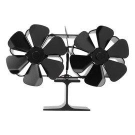 Double Heads Fireplace Fan 6 Blades Thermal Power Black Stove Fan High Temperature Proof Eco Friendly