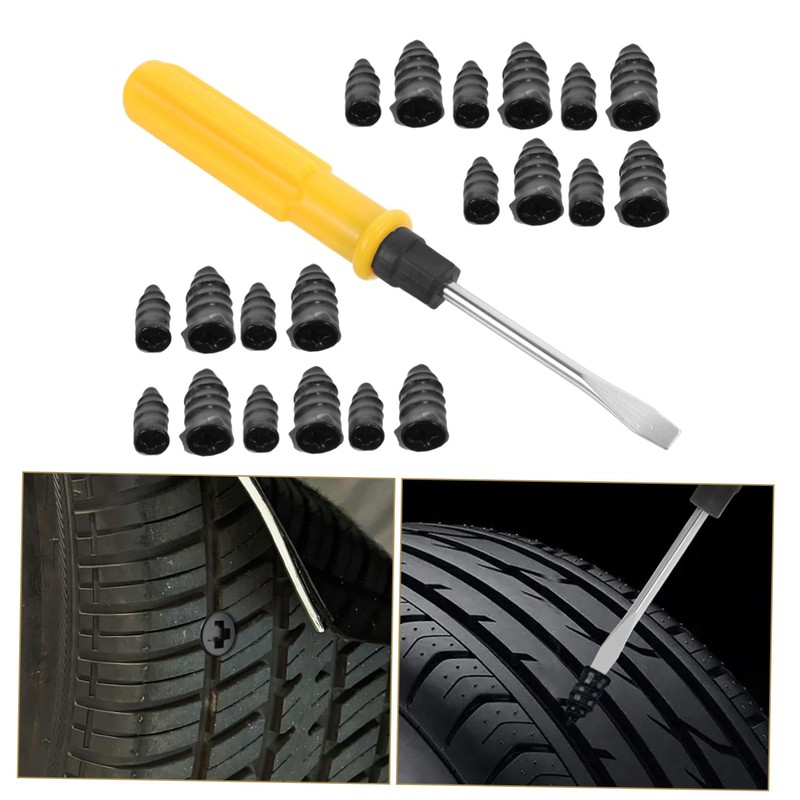 ULTECHNOVO 1set Rubber Screw Nails for Puncture Repair Includes Nails