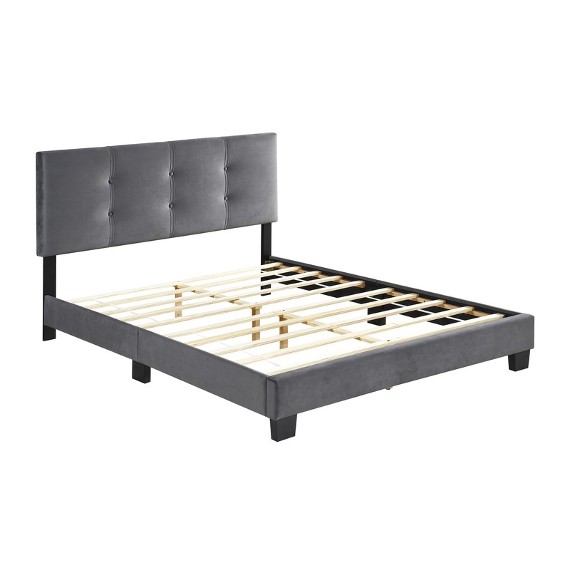 Lexicon Full Bed Frame, Velvet Upholstered Bed with Button Tufted