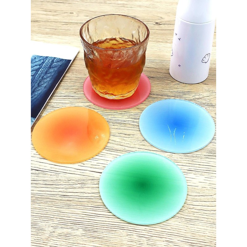 Colorful Acrylic Coasters Set - 5Pcs Round Non-Slip Table Coasters,