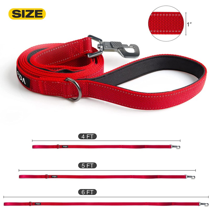 Fida 4 FT Heavy Duty Dog Leash with 2 Comfortable