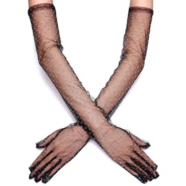 CASDRE Tulle Dot Tea Party Elbow Length Evening Wedding Gloves for Women