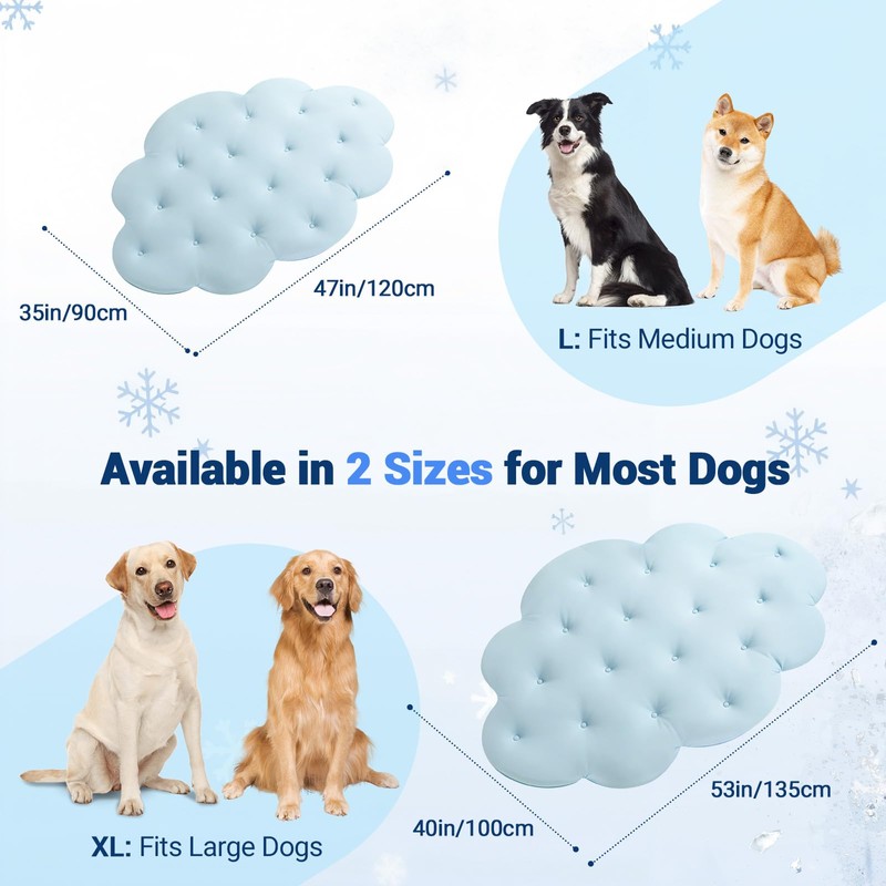 Tivray Q-Max>0.5 Dog Cooling Mat (Cool&Warm), 47''×35'', L, Cloud Sky