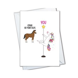 The Cardtel 80th Birthday Cards for Women, Funny Turning 80 Birthday Card for Grandma, Aunt, Mom, MIL, Dancing Unicorn Card, 80th Gifts Other 80 Year Olds (Dancing Unicorn)