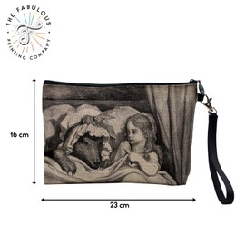 Canvas Bag - Collection with Beautiful Engraving Gustave Dore Artist Painting Monochrome Black and White - Linen Look Cosmetic Bag - Toiletry Bag - Purse, Little Red Riding Hood, Cosmetic bag