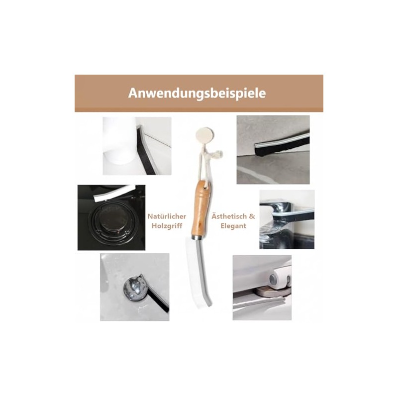 3-piece grout brush set with wooden handle, crevice cleaner with
