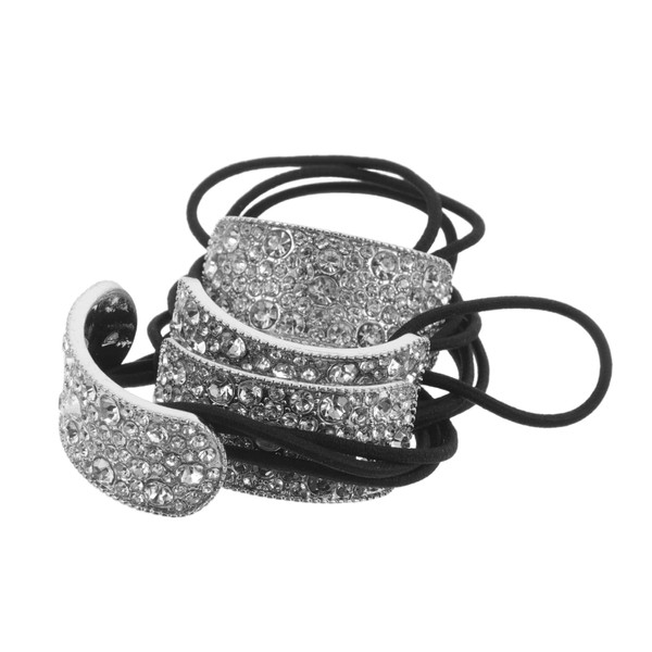 Baluue 4Pcs Sparkly Rhinestone Hair Ties Elegant Elastic Ponytail Holders