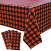 4 Pack Buffalo Plaid Tablecloths - 51x86 Disposable Plastic Red