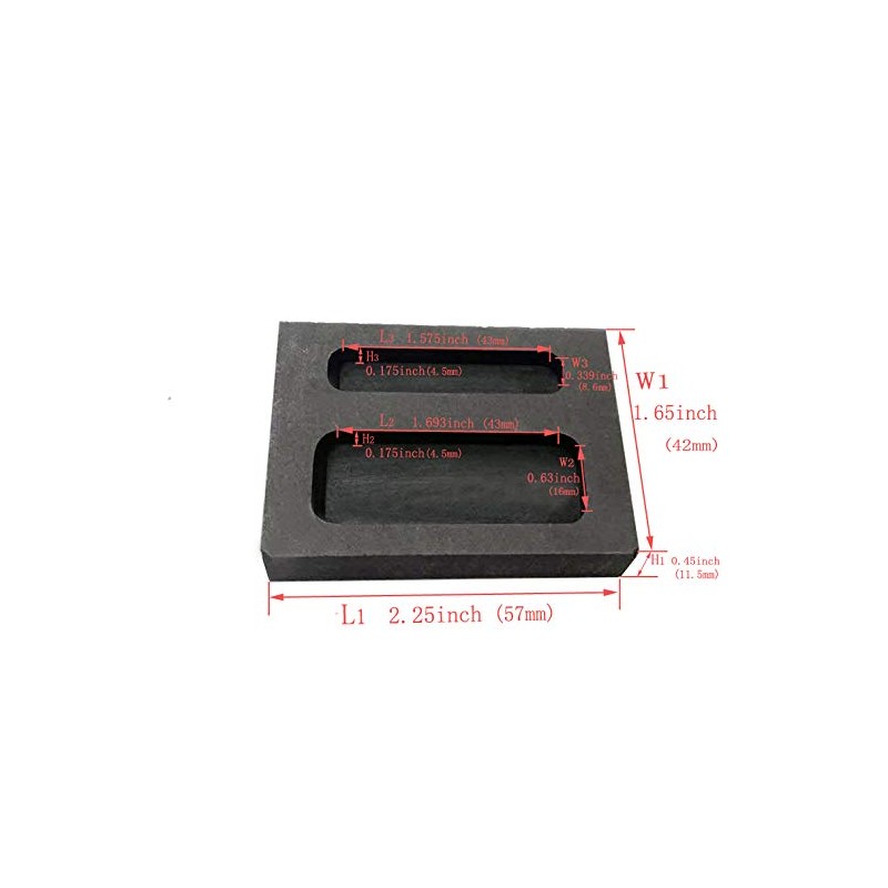 LLF Graphite Ingot Mold 1/2 1 Ounce Silver Melting Casting