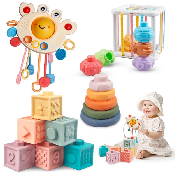 Fozcmisw Baby Toy, 4 in 1 Montessori Toy Set, Baby
