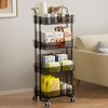 4-Tier Plastic Rolling Utility Cart Organizer with Handle, Multi-Functional Storage