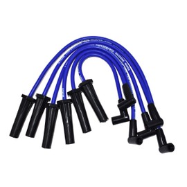A-Team Performance - Cables de bujía de silicona de 8 mm con bota negra de 90 grados para distribuidor HEI - Compatible con Ford Truck 6 Cylinder 250 300 4.9L Azul