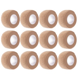 12 Pieces Self Adhesive Bandage Wrap Tape Stretch Self Adherent Cohesive Toe Tape for Sports, Wrist, Ankle, 5 Yards Each (Skin Color, 1 Inch)