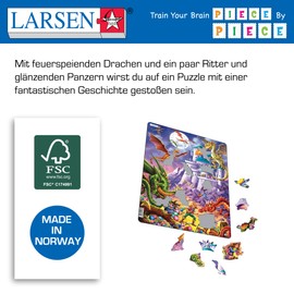 Larsen US17 Dragons and Heroes Guarding the Castle Treasure, 50 Piece Boxless Tray & Frame Jigsaw Puzzle