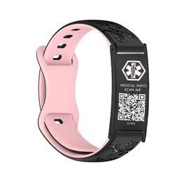 mnmoom QR Code Medical ID Bracelet for Women Men, Adjustable Elastic Strap QR Code Medical Alert Bracelets,Dynamic Web Information, One Size, Alloy Steel, no gemstone