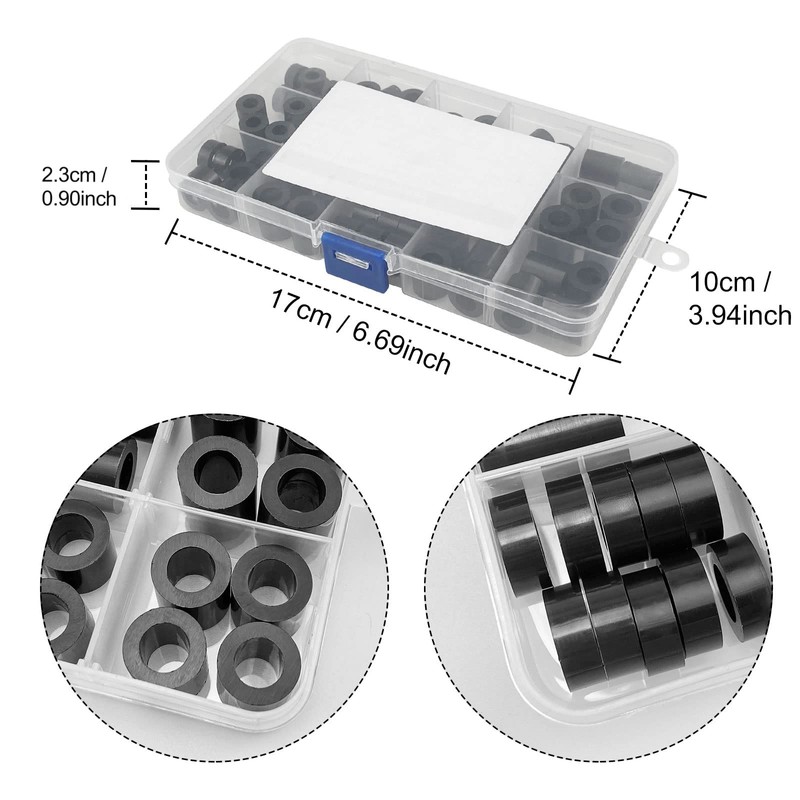 80pcs ABS Round Spacer Washer Assortment Kit Insulation Spacer, for