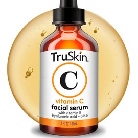 TruSkin - Suero facial con vitamina C, suero facial antienvejecimiento con vitamina C, ácido hialurónico, vitamina E y más, suero iluminador para manchas oscuras, tono de piel uniforme, área de los