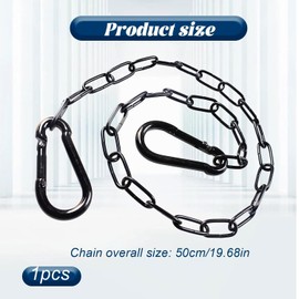 QZKJQDD Gate Chain Lock, 50cm/19.7in Chain Lock, Black Metal Chain with 2 Detachable Carabiners, Small Duty Stainless Steel Chain for Outdoor Fences, Pet Cages, Horse Goat Cow Corral Supplies