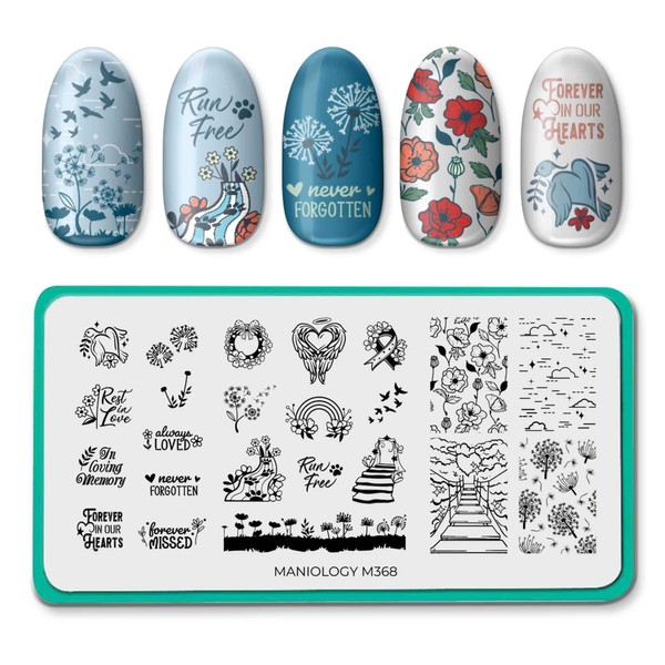 Maniology Loving Memories Nail Stamping Plate, Memorial Symbols Stamp Plates,