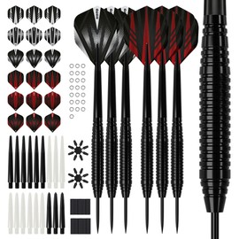 KOTO darts Set Steel Tip, 90pcs. Dart Accessories, 6 Steel Darts, 6 Sets of Dart Shafts & Flights