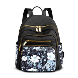 FOLOVEYA Backpack for Womens Anti Theft Waterproof Rucksack Lightweight Casual Daypack Stylish Floral Backpack Modern City Shoulder Bag for Women Travel City School College Work Polyester Bag Blue