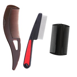 TELAIN 3 Piece Dandruff Comb 1 Black Brush, Stainless Steel Fine Tooth Comb, Scalp Psoriasis Comb, Dandruff Remover Comb, Scalp Detox Comb, Lice Comb, Multifunctional Hair Brush