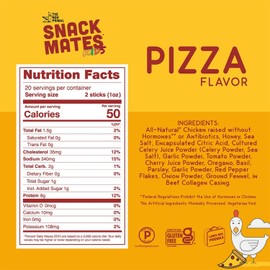 The New Primal Snack Mates Pizza Chicken Sticks, Gluten Free Healthy Snacks for Kids, Low Sugar High Protein Back to School Snacks, Mini Paleo Jerky Meat Stick, 8g Protein, 50 Calories, 40 Pack