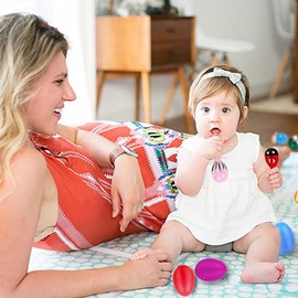 24 Pieces Eggs Maracas Egg Shaker Set Rattle Eggs Rhythm Musical Instrument Egg Shakers for Babies and Toddlers Play Equipment