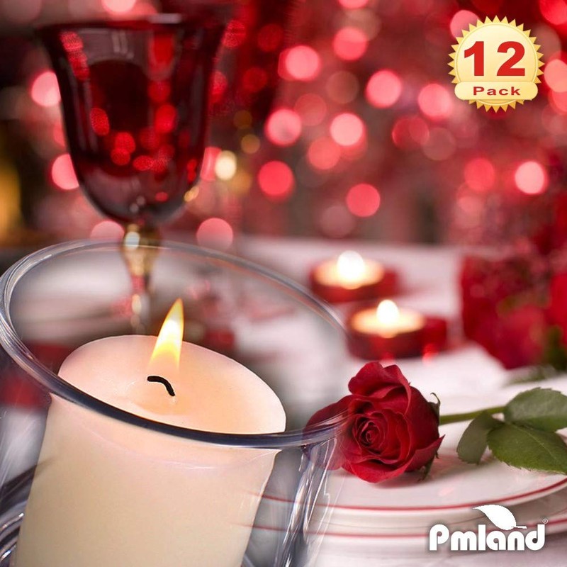 PMLAND Clear Glass Votive Candle Tealight Holders - Bulk Pack