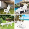 Safstar Folding Chaise Lounge Chair w/Wheels, Back Adjustable Rolling Lounger