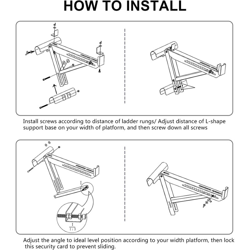 Yzzwer Ladder Jacks Bracket Extension - Adjustable Extension Scaffold Ladder
